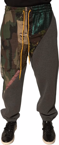 Multicolor Patchwork Cotton Jogger Sweatpants Pants