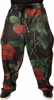 Black Floral Polyester Jogger Sweatpants Pants 1