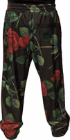 Black Floral Polyester Jogger Sweatpants Pants 3
