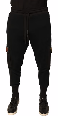 Black Cotton Jogger Cargo Sweatpants Pants
