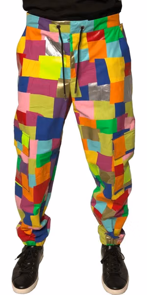 Multicolor Cotton Patchwork Men Cargo Pants