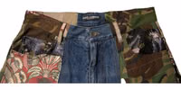 Blue Patchwork Cotton Straight Denim Jeans 4