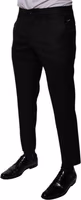 Black Wool Tapered Formal Dress Pants 2