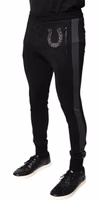 Black Horseshoe Embellished Wool Slim Fit Pants 2
