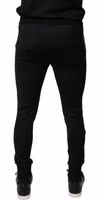 Black Horseshoe Embellished Wool Slim Fit Pants 3