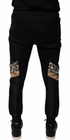 Black Leopard Slim Fit Jogger Pants 3
