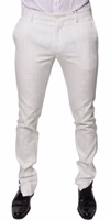 White Cotton Tapered Formal Dress Pants 1