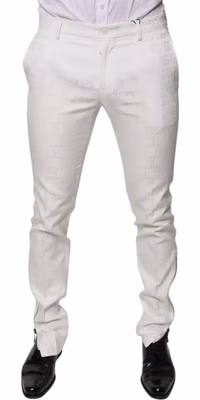 White Cotton Tapered Formal Dress Pants