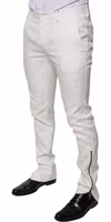 White Cotton Tapered Formal Dress Pants 2