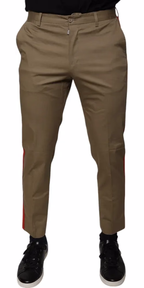Brown Logo Men Casual Tapered Pants