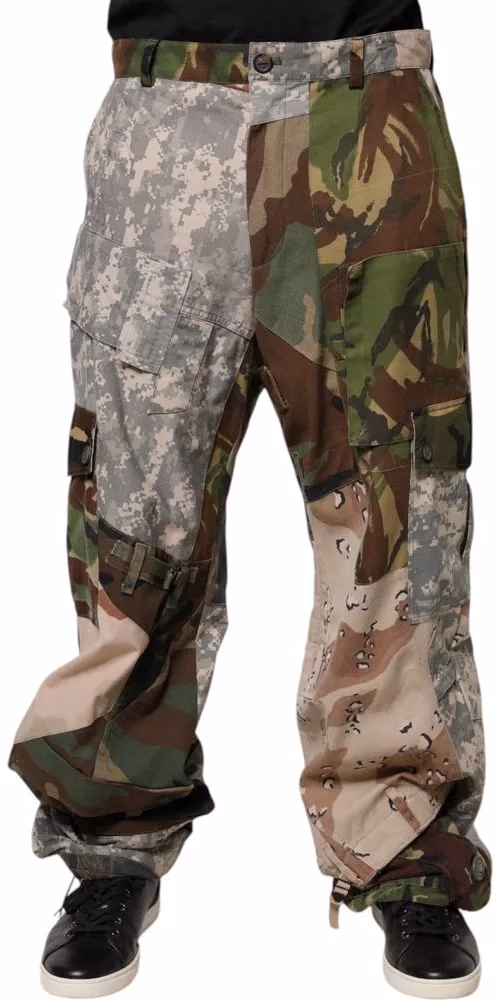 Multicolor Patchwork Camouflage Cargo Pants