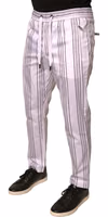 White Stripe Cotton Dress Skinny Pants 2