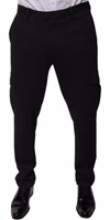 Black Viscose Cargo Men Casual Pants 1