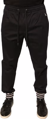 Black Cotton Stretch Jogger Sweatpants Pants