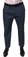 Blue Cotton Men Skinny Dress Pants 1