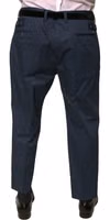 Blue Cotton Men Skinny Dress Pants 3