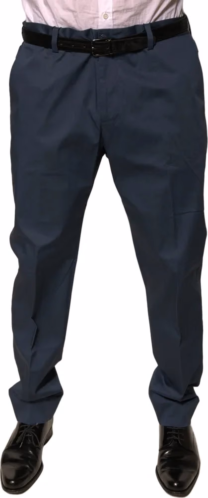 Dark Blue Cotton Stretch Skinny Men Dress Pants