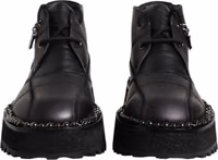 جزمة سوداء جلدية برباط تصل إلى الكاحل 1