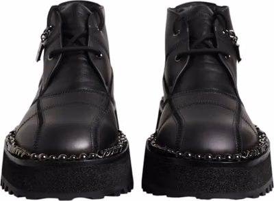 Black Leather Lace Up Ankle Boots Shoes
