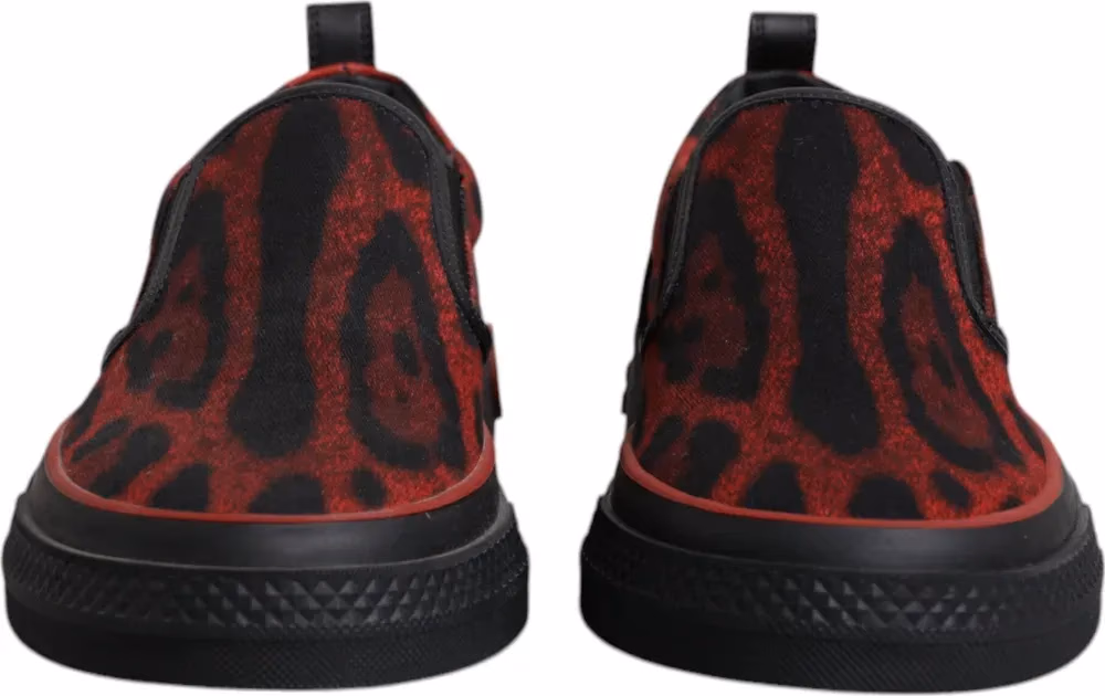 Red Black Leopard Cotton Men Low Top Sneakers Shoes