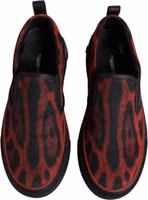 Red Black Leopard Cotton Men Low Top Sneakers Shoes 2