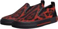 Red Black Leopard Cotton Men Low Top Sneakers Shoes 3