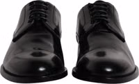 Black Calfskin Leather Derby Lace Up Formal Dress Shoes 1