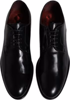 Black Calfskin Leather Derby Lace Up Formal Dress Shoes 2