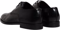 Black Calfskin Leather Derby Lace Up Formal Dress Shoes 4
