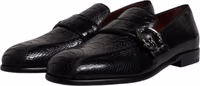 Black Exotic Leather DG Logo Loafers Formal Dress Shoes 3