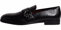 Black Exotic Leather DG Logo Loafers Formal Dress Shoes 5