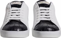 White Black Leather Portofino Sneakers Shoes 1