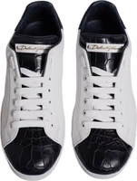 White Black Leather Portofino Sneakers Shoes 2