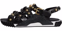 Black Leather Studded Slides Sandals Shoes 5