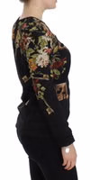 Black Key Floral Print Silk Blouse Top 4
