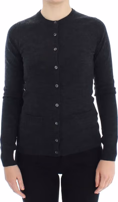 Gray Wool Button Cardigan Sweater