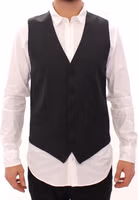 Gray Striped Wool Single Breasted Vest 1