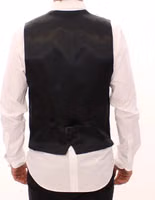 Gray Striped Wool Single Breasted Vest 3