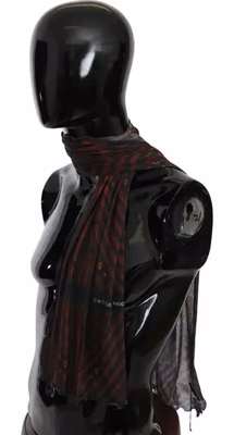 Black Red Viscose Foulard Branded Scarf
