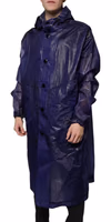 Dark Blue Cotton Hooded Men Raincoat Jacket 2
