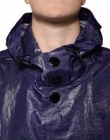 Dark Blue Cotton Hooded Men Raincoat Jacket 4