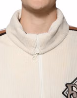 Beige Logo Applique Cotton Corduroy Full Zip Jacket 4