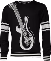 Black White Guitar Silk Crew Neck Sweater 2