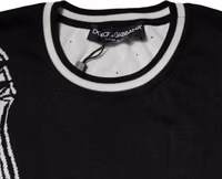 Black White Guitar Silk Crew Neck Sweater 4