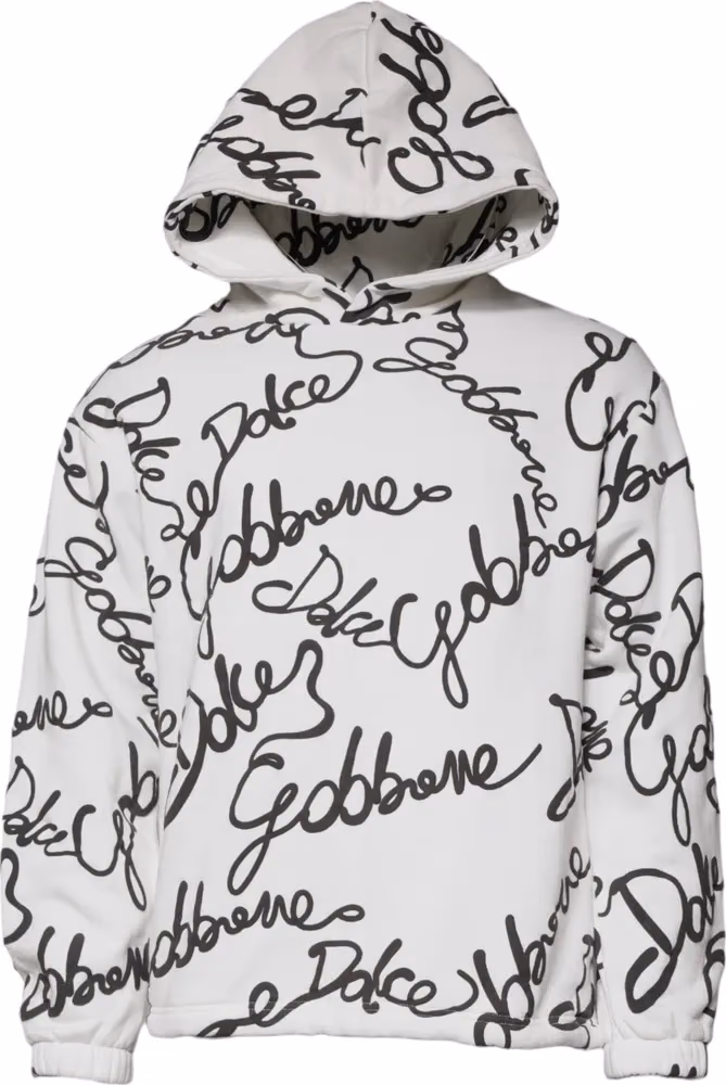 White Logo Cotton Hooded Sweatshirt Sweater