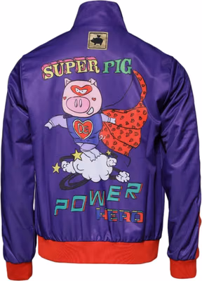 Purple Year Of The Pig Full Zip Bomber Sweater