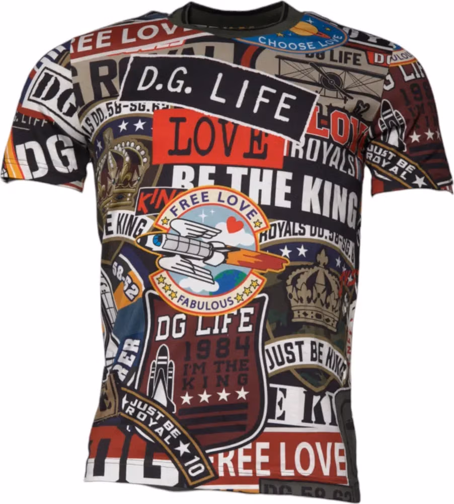 Multicolor Graphic Print Cotton Crew Neck T-shirt