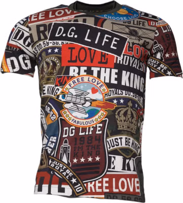 Multicolor Graphic Print Cotton Crew Neck T-shirt