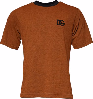 Brown DG Logo Polyester Crew Neck T-shirt