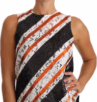 White and orangeSequin Floral Lace Embellished Shift dress 3
